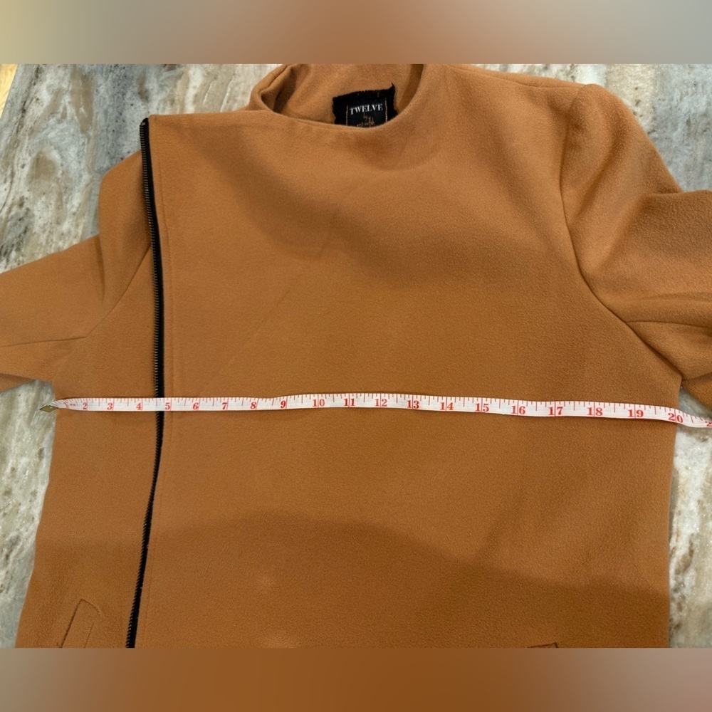 Women’s TWELVE By ONTWELFTH Camel collarless zip front jacket- Size Medium - Picture 10 of 10